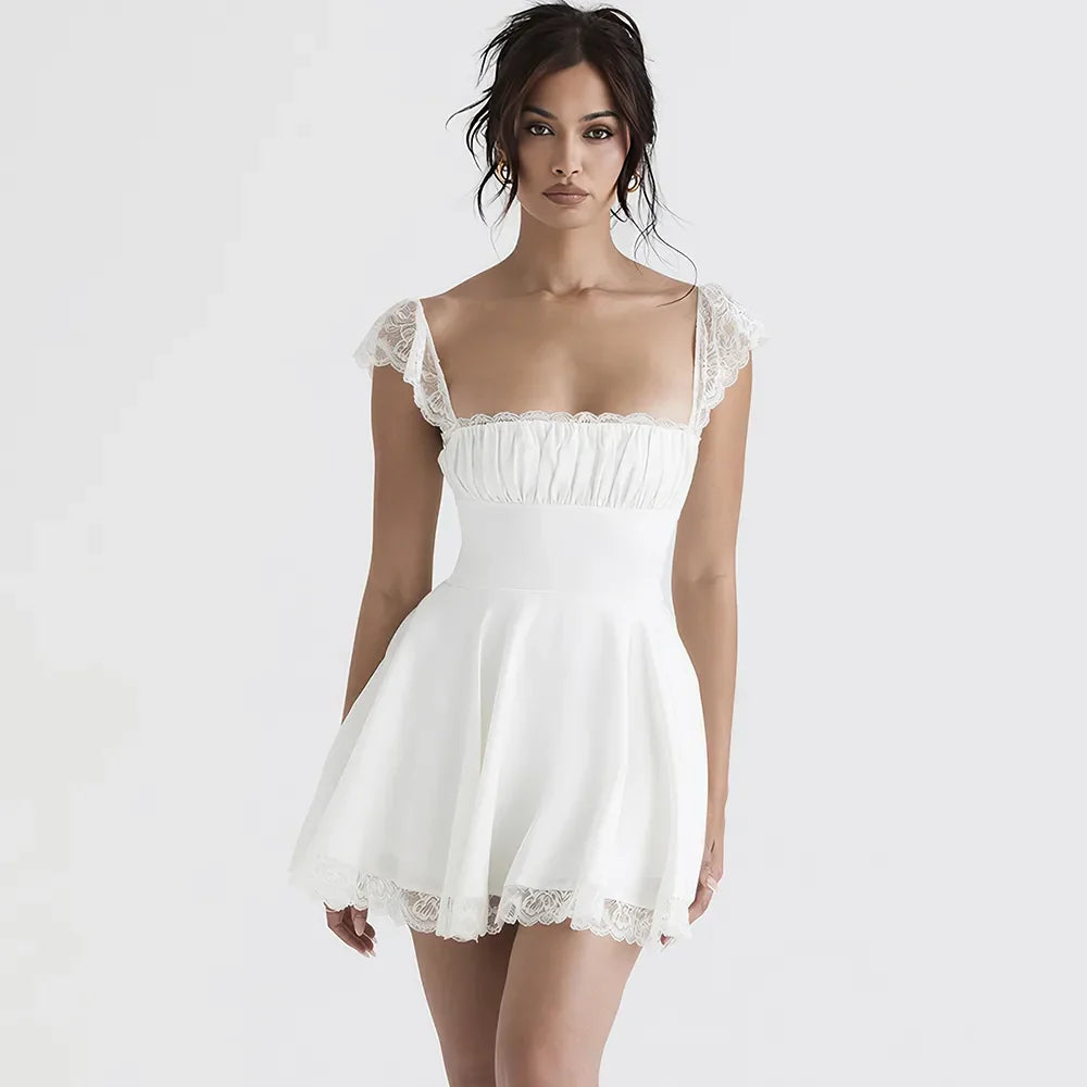 Sleek Lace Mini Dress - fashionshopsco