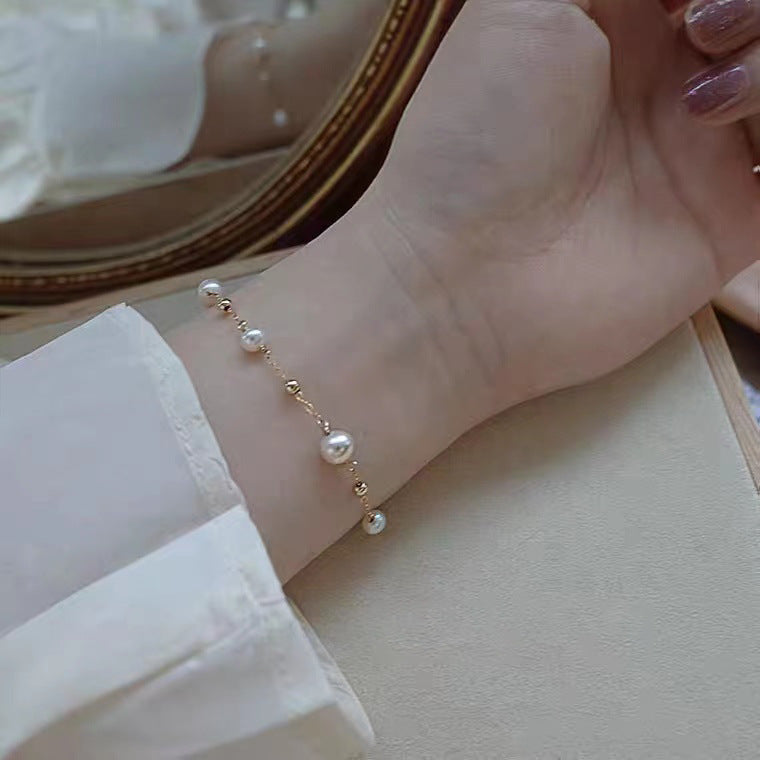 18k Gold Star Pearl Bracelet - fashionshopsco