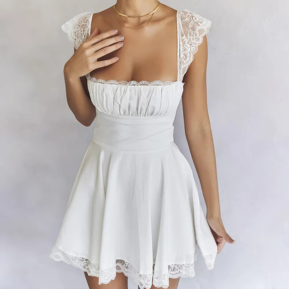 Sleek Lace Mini Dress - fashionshopsco