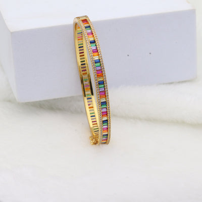14K Gold Color Zircon Rainbow Bracelet Zircon Opening - fashionshopsco