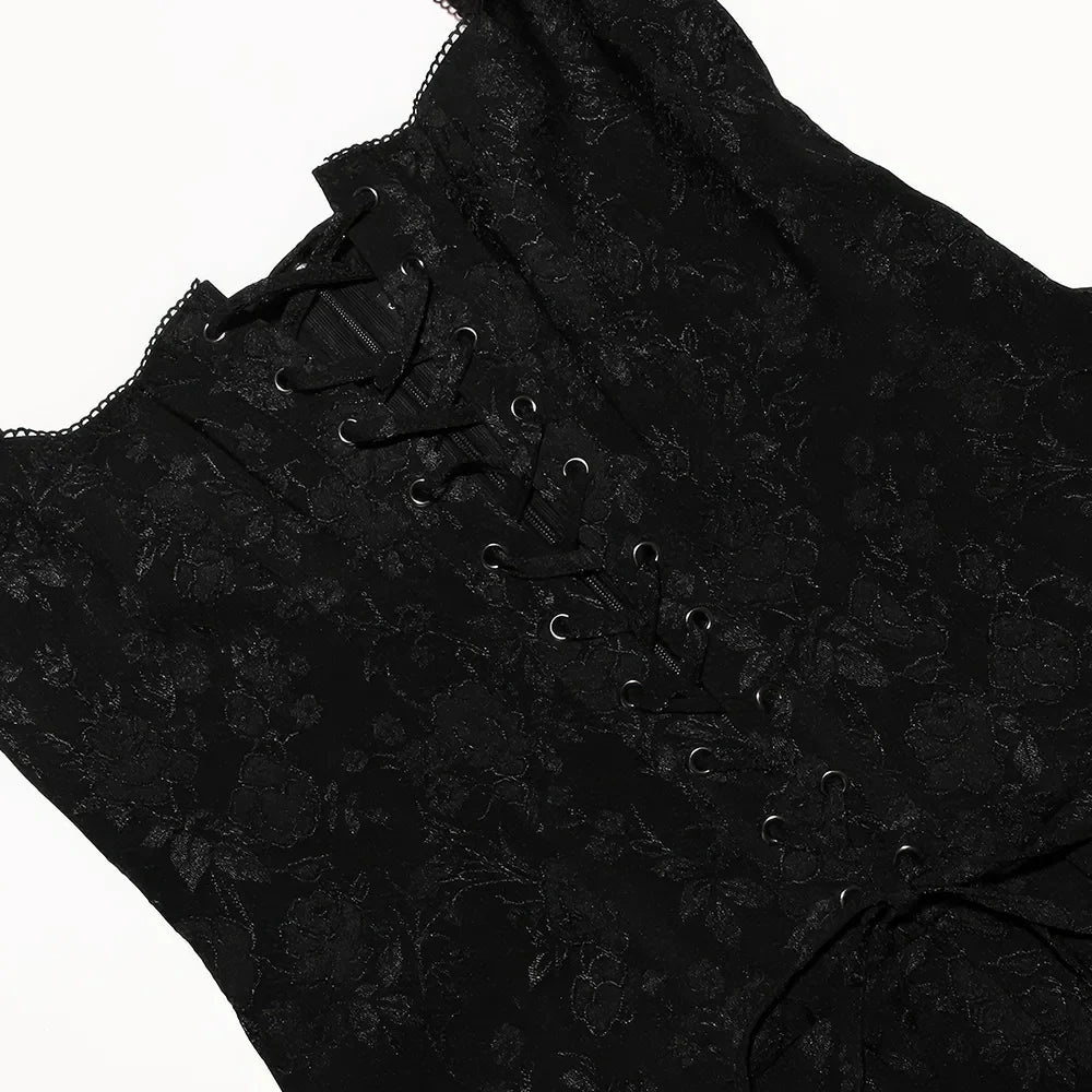 Vintage Lace-Up A-Line Pleated Mini Dress - fashionshopsco